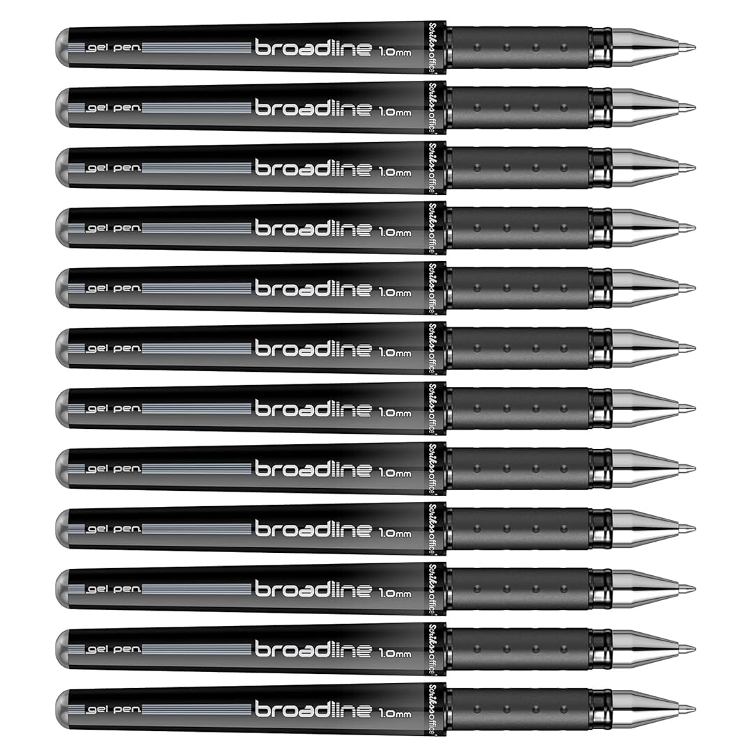 Scrikss | Office Broadline | 0.1mm | Gel Pen | Black | Pack Of 12 Scrikss